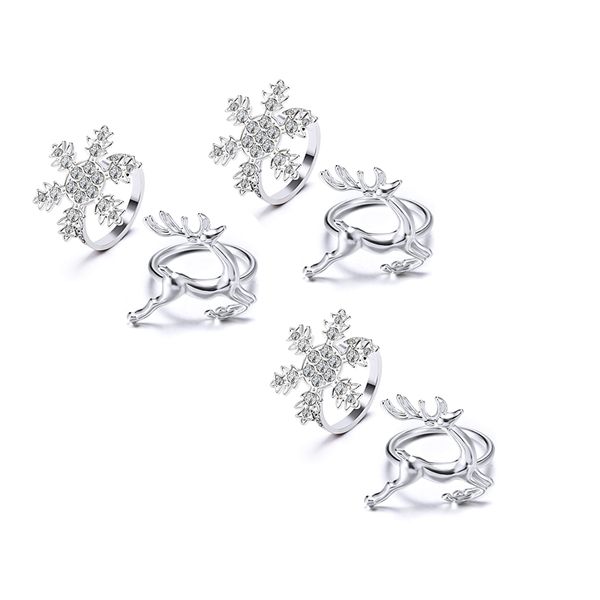 napkin rings 6 pcs holders with snowflake and deer design for christmas dinners parties wedding adornment table decoration acces
napkin rings 6 pcs holders with snowflake and deer design for christmas dinners parties wedding adornment table decoration acces