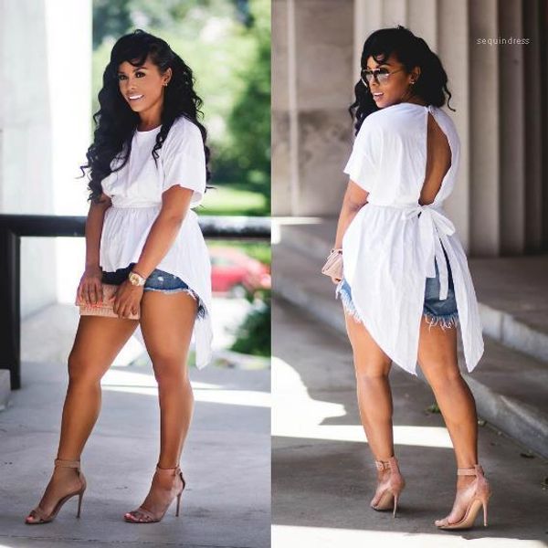 hollow blouse girl irregular candy color crew neck short sleeve clothing summer designer shirt womens summer back, White
hollow blouse girl irregular candy color crew neck short sleeve clothing summer designer shirt womens summer back, White