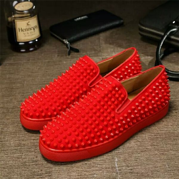 luxury designer red bottom loafers for men women genuine leather slip on platform casual sneakers spikes wedding party flats men shoes cu09, Black
luxury designer red bottom loafers for men women genuine leather slip on platform casual sneakers spikes wedding party flats men shoes cu09, Black
