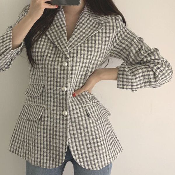 checkered vintage slim blazer women single breasted black white casual jackets coat female new fashion autumn streetwear jacket, White;black
checkered vintage slim blazer women single breasted black white casual jackets coat female new fashion autumn streetwear jacket, White;black