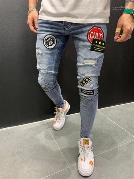 homme street style jeans mens designer hole patches jeans male stretch panelled skinny pencil pants fashion, Blue
homme street style jeans mens designer hole patches jeans male stretch panelled skinny pencil pants fashion, Blue