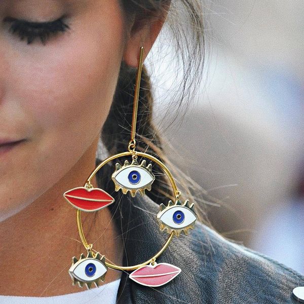 2019 new design exaggerated long big evil eyes lips charm gold loop dangle earrings for women bohemian gold statement earring, Silver
2019 new design exaggerated long big evil eyes lips charm gold loop dangle earrings for women bohemian gold statement earring, Silver
