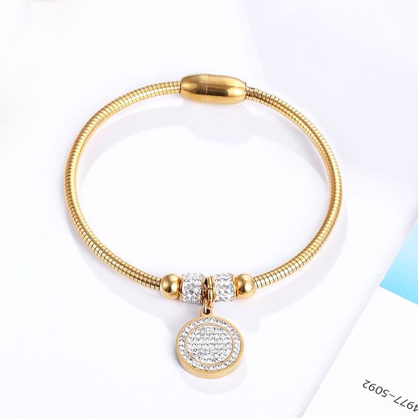 beautiful full zircon circle charm bracelet bangle for women stainless steel magnet clasp with snake chain gold plating bangle, Black
beautiful full zircon circle charm bracelet bangle for women stainless steel magnet clasp with snake chain gold plating bangle, Black
