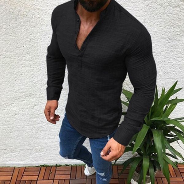 2019 new style men v-neck slim shirt autumn casual button linen shirt formal pure color half open plus size pullovers, White;black
2019 new style men v-neck slim shirt autumn casual button linen shirt formal pure color half open plus size pullovers, White;black