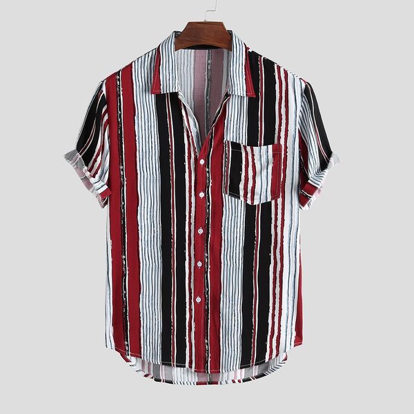summer men's blouse shirts colorful stripe short sleeve loose buttons casual mens clothing streetwear men dress shirts, White;black
summer men's blouse shirts colorful stripe short sleeve loose buttons casual mens clothing streetwear men dress shirts, White;black