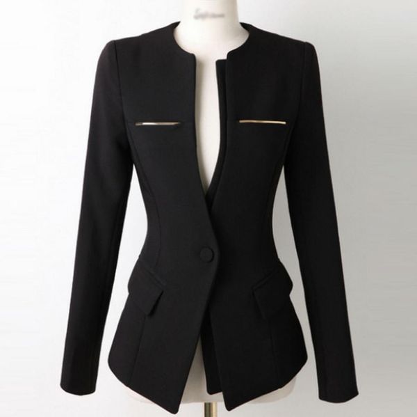 spring autumn ol fashion women slim blazer coat casual jacket long sleeve one button small suit, White;black
spring autumn ol fashion women slim blazer coat casual jacket long sleeve one button small suit, White;black