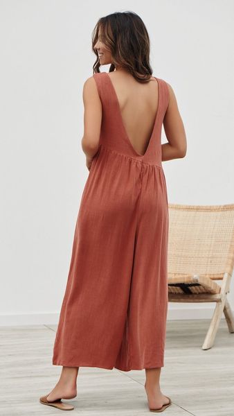 sleeveless backless v neck rompers womens jumpsuit loose wide leg oversized playsuit women solid casual women clothes nice, Black;white 
sleeveless backless v neck rompers womens jumpsuit loose wide leg oversized playsuit women solid casual women clothes nice, Black;white