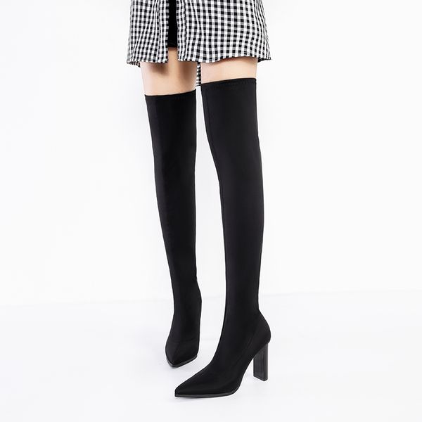 2019 women over the knee high boots slip on winter shoes thin high heel pointed toe all match women boots, Black
2019 women over the knee high boots slip on winter shoes thin high heel pointed toe all match women boots, Black