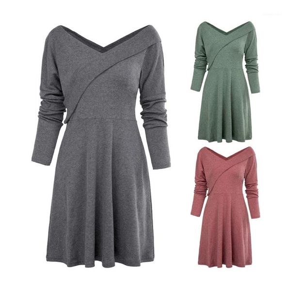 spring autumn solid color mid waist long dress casual ladies business dress long sleeve v neck women dresses, Black;gray
spring autumn solid color mid waist long dress casual ladies business dress long sleeve v neck women dresses, Black;gray