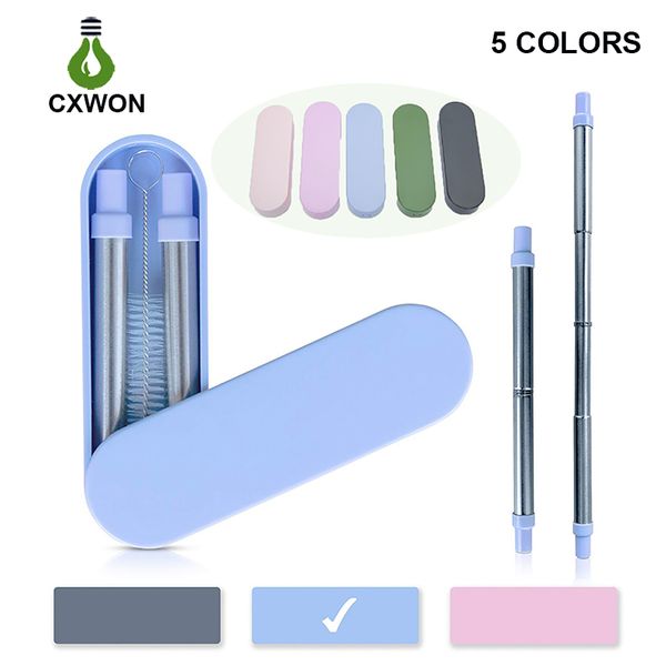 drinking straw flexible collapsible straw 5 colors food-grade straw stainless steel with hard case cleaning brush
drinking straw flexible collapsible straw 5 colors food-grade straw stainless steel with hard case cleaning brush