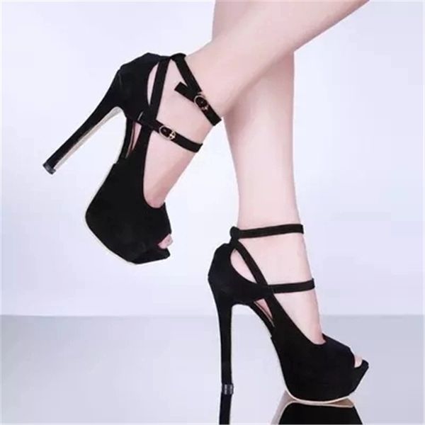 2019 new 14cm high heel stiletto cross strap waterproof platform super high heel fish mouth shoes-1, Black
2019 new 14cm high heel stiletto cross strap waterproof platform super high heel fish mouth shoes-1, Black