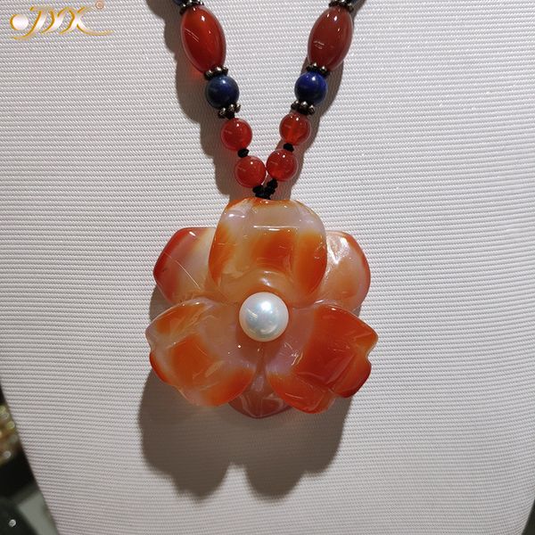 jyx new 2020 elegant natural agate necklace flower pendant nekclace with pearl long necklace sweater chain, Silver
jyx new 2020 elegant natural agate necklace flower pendant nekclace with pearl long necklace sweater chain, Silver