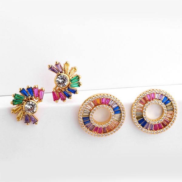 stud rainbow zircon earrings for woman circle gold colorful 2021 fashion female jewelry personality birthday gift, Golden;silver
stud rainbow zircon earrings for woman circle gold colorful 2021 fashion female jewelry personality birthday gift, Golden;silver
