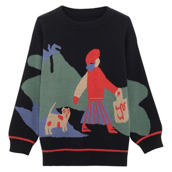 women school style parttern jumper sweater 2020 new product launch atumn winter fashion long sleeve o neck pullovers, White;black
women school style parttern jumper sweater 2020 new product launch atumn winter fashion long sleeve o neck pullovers, White;black