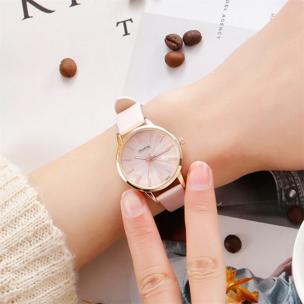 

women watches fashion rose gold minimalism simple leather band quartz analog wrist watch luxury ladies casual dress clock ld, Slivery;brown