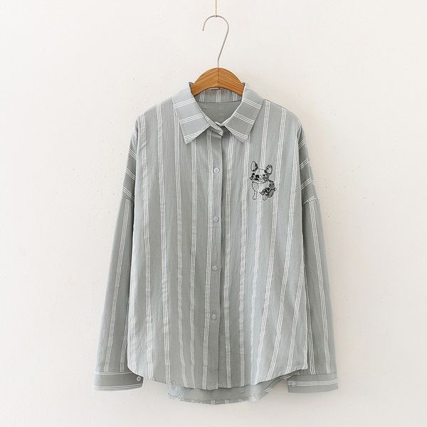 women striped blouse shirt cute dog embroidered long sleeve shirt elegant office lady slim suit casual harajuku, White
women striped blouse shirt cute dog embroidered long sleeve shirt elegant office lady slim suit casual harajuku, White