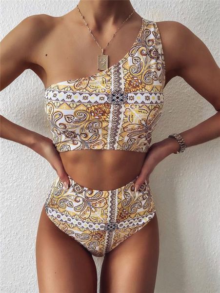 european american popular women's two-piece swimsuits retro print cool one-shoulder high waist bikini bathing suit women, White;black
european american popular women's two-piece swimsuits retro print cool one-shoulder high waist bikini bathing suit women, White;black