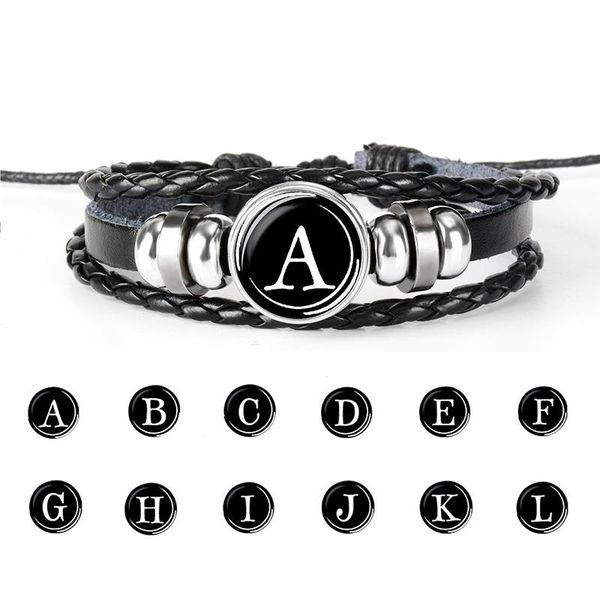 26 initial letter charm snap button bracelets for women men glass cabochon alphabet braided leather rope chains diy fashion jewelry in bulk, Golden;silver
26 initial letter charm snap button bracelets for women men glass cabochon alphabet braided leather rope chains diy fashion jewelry in bulk, Golden;silver