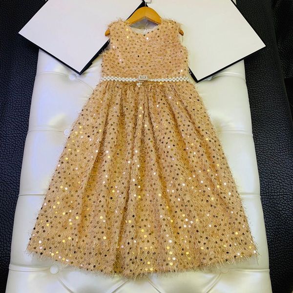 european and american children's wear 2020 summer new style sleeveless heavy industry sequined pearl belt girl baby dress, Blue
european and american children's wear 2020 summer new style sleeveless heavy industry sequined pearl belt girl baby dress, Blue