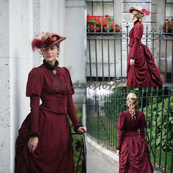 fashion burgundy masquerade prom dresses fitted taffeta ruffles medieval celtic gothic evening dress long sleeves victorian corset gowns, Black
fashion burgundy masquerade prom dresses fitted taffeta ruffles medieval celtic gothic evening dress long sleeves victorian corset gowns, Black
