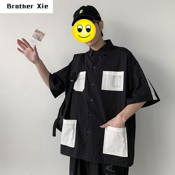 summer wear man short sleeve loose button shirt fashion patchwork men shirt hip-hop personality casual brand shirts, White;black
summer wear man short sleeve loose button shirt fashion patchwork men shirt hip-hop personality casual brand shirts, White;black