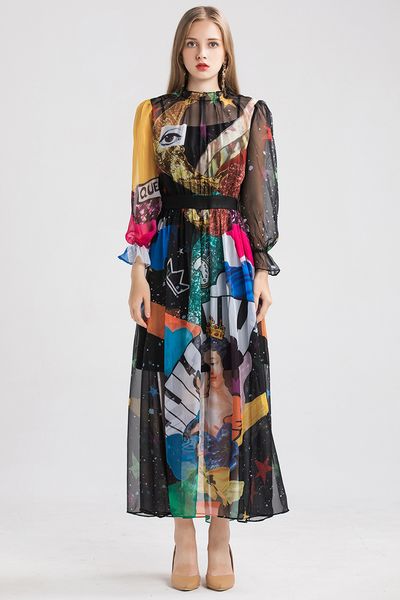 2020 summer desinger women's runway dresses o neck long sleeves printed fashion casual designer autumn dresses, Black
2020 summer desinger women's runway dresses o neck long sleeves printed fashion casual designer autumn dresses, Black