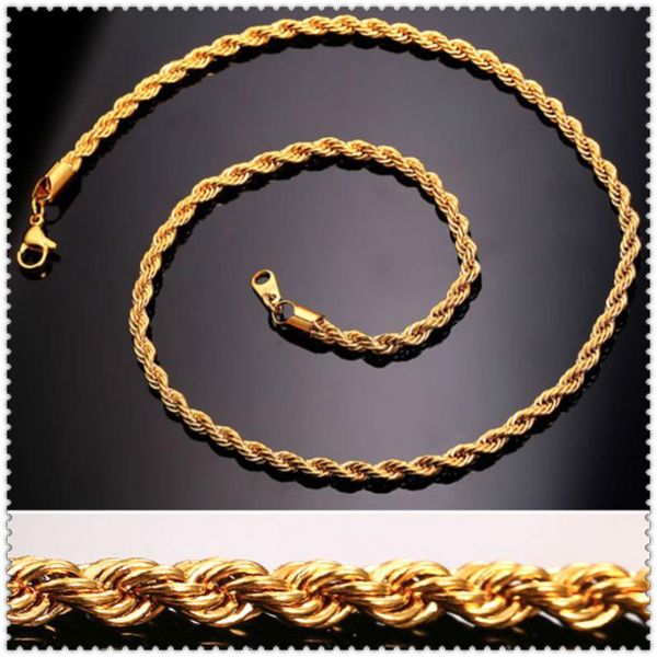 hip hop 18k gold plated stainless steel 3mm twisted rope chain women's choker necklace for men hiphop jewelry gift in bulk, Silver
hip hop 18k gold plated stainless steel 3mm twisted rope chain women's choker necklace for men hiphop jewelry gift in bulk, Silver