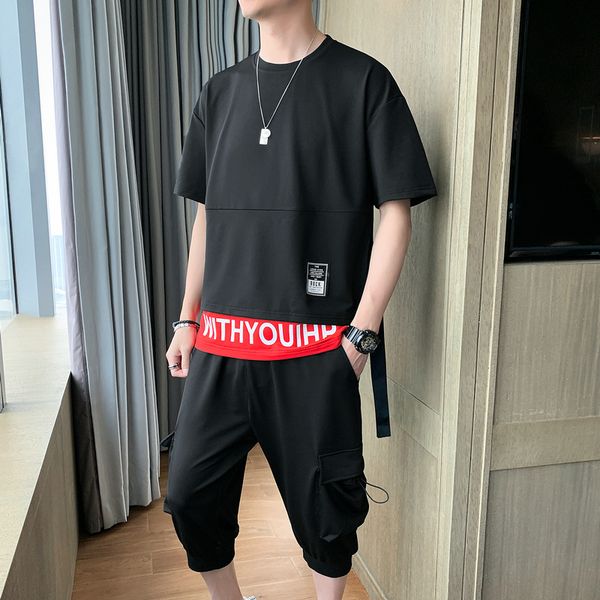 men's short sleeve t-shirt set 2020 summer two-piece tide brand casual sportswear, Gray
men's short sleeve t-shirt set 2020 summer two-piece tide brand casual sportswear, Gray