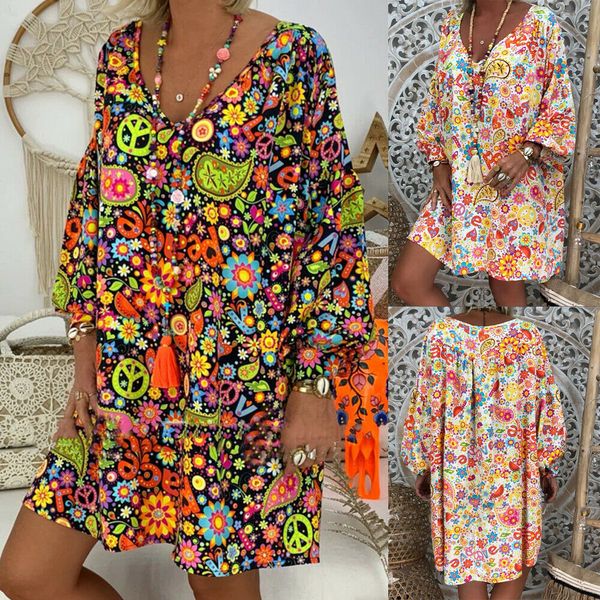 new style women dresses long sleeve loose summer bohemian print casual mini dress ladie v neck plus size casual fashion 2019 hot, Black;gray
new style women dresses long sleeve loose summer bohemian print casual mini dress ladie v neck plus size casual fashion 2019 hot, Black;gray