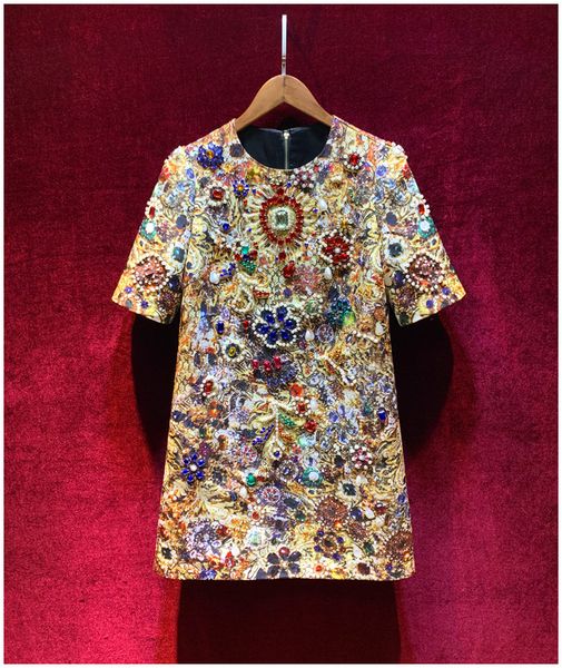 european and american women's clothing 2020 summer new style five - minute sleeve retro print heavy nail beads fashionable dress, Black;gray
european and american women's clothing 2020 summer new style five - minute sleeve retro print heavy nail beads fashionable dress, Black;gray