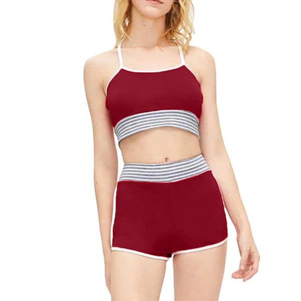 ladies camisole set stripe stitching camis shorts solid color sports suit 2019 summer holiday outfits tracksuit tunic 2 pieces, White
ladies camisole set stripe stitching camis shorts solid color sports suit 2019 summer holiday outfits tracksuit tunic 2 pieces, White