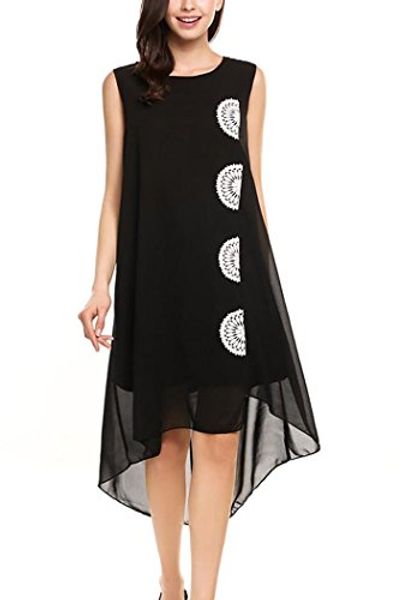 qearal womens summer chiffon sleeveless lace embroidered flowy high low party beach dress, Black;gray
qearal womens summer chiffon sleeveless lace embroidered flowy high low party beach dress, Black;gray