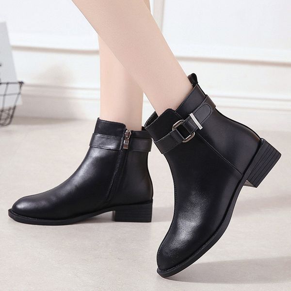 women's ladies fashion winter keep warm buckle strap square heels short ankle boots zipper leather rubber shoes botas mujer #1-2, Black
women's ladies fashion winter keep warm buckle strap square heels short ankle boots zipper leather rubber shoes botas mujer #1-2, Black