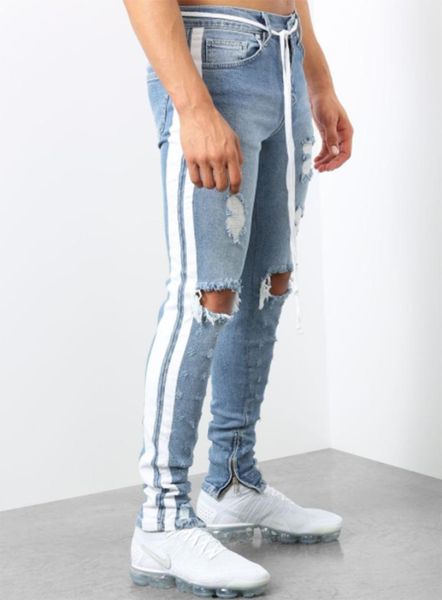 men's trousers with holes skinny jeans europe and america export foot mouth zip weaving tape straight-cut long pants, Blue
men's trousers with holes skinny jeans europe and america export foot mouth zip weaving tape straight-cut long pants, Blue