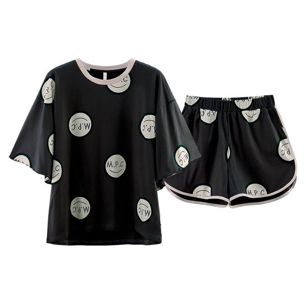 new style women's sleepwear short sleeve short pants casual wear two pieces cotton pajama home clothing suit for girls female, Black;red
new style women's sleepwear short sleeve short pants casual wear two pieces cotton pajama home clothing suit for girls female, Black;red