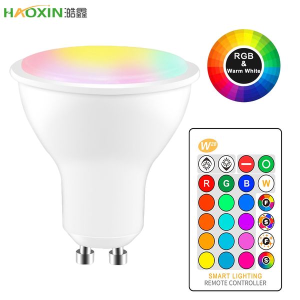 

haoxin 10w ик-пульт дистанционного управления gu10 rgb светодиодные лампы 85-265 атмосфера освещения 16 цвет переменчивый декоративное освещ