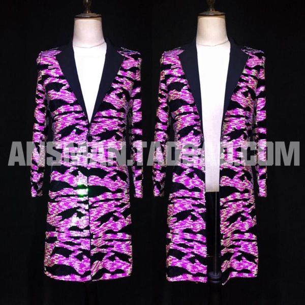 new nightclub ds men's performance show costume suits personality pink colorful costume long suit jacket, White;black
new nightclub ds men's performance show costume suits personality pink colorful costume long suit jacket, White;black