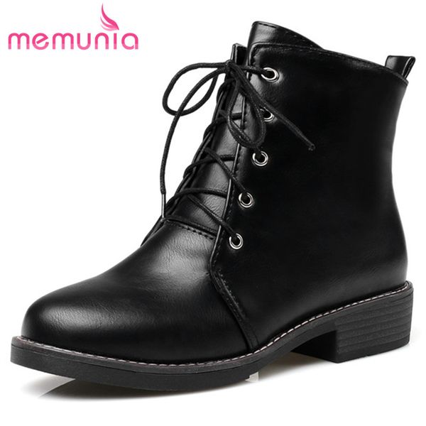 memunia 2020 autumn winter ankle boots for women pu round toe lace up low heel casual shoes classic short boots woman, Black
memunia 2020 autumn winter ankle boots for women pu round toe lace up low heel casual shoes classic short boots woman, Black