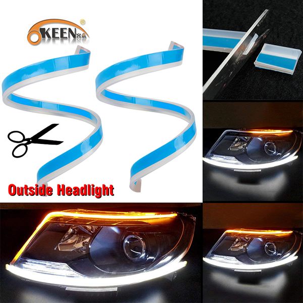 60cm new slim amber sequential flexible led drl for headlight strip daytime running light with yellow turn signal lamp 12v 
60cm new slim amber sequential flexible led drl for headlight strip daytime running light with yellow turn signal lamp 12v
