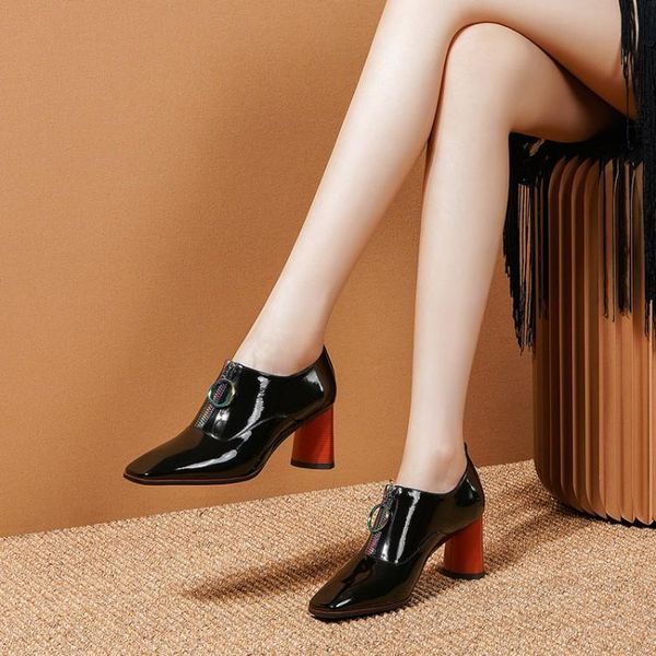thick with small leather shoes women fall paint single female shoe heels deep mouth square head layer cowhide 6.5 cm, Black
thick with small leather shoes women fall paint single female shoe heels deep mouth square head layer cowhide 6.5 cm, Black