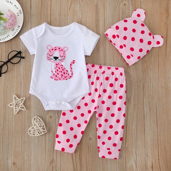 2020 new sunmer newborn baby girl clothes pink panther printed cotton romper+ dots pants+hat 3pcs outfits set baby clothing sets, White
2020 new sunmer newborn baby girl clothes pink panther printed cotton romper+ dots pants+hat 3pcs outfits set baby clothing sets, White