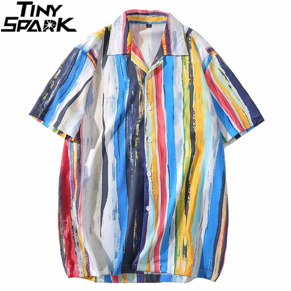 men's casual shirts men hawaiian shirt painting rainbow stripe 2021 hip hop streetwear harajuku beach hiphop summer short sleeve, White;black
men's casual shirts men hawaiian shirt painting rainbow stripe 2021 hip hop streetwear harajuku beach hiphop summer short sleeve, White;black