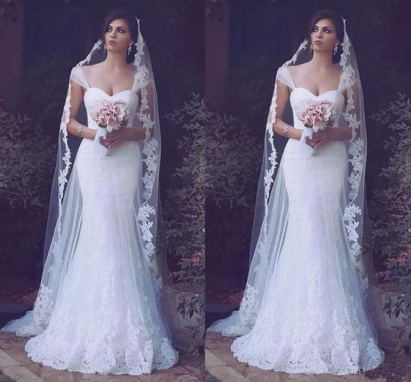 arabic mermaid wedding dresses 2019 lace appliques cap sleeves bridal gowns vestido de noiva wedding guest gowns, White
arabic mermaid wedding dresses 2019 lace appliques cap sleeves bridal gowns vestido de noiva wedding guest gowns, White