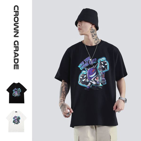 brand fashion luxury designer men american street culture hip-hop graffiti national fashion neutral mens t-shirt washed devil theme printing, White;black 
brand fashion luxury designer men american street culture hip-hop graffiti national fashion neutral mens t-shirt washed devil theme printing, White;black