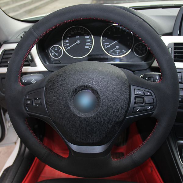 hand sewing custom black suede red thread car steering wheel cover for bmw f30 316i 320i 328i
hand sewing custom black suede red thread car steering wheel cover for bmw f30 316i 320i 328i