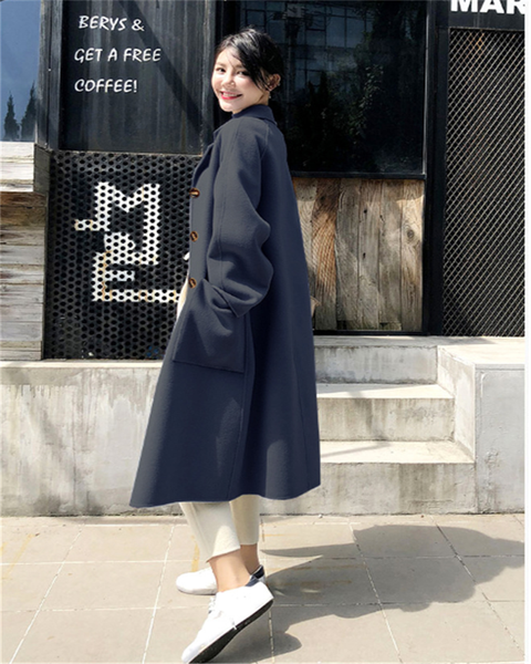 women's fashion holiday comfortable loose trench coat professional temperament solid girls warm outdoor long woolen coat, Black
women's fashion holiday comfortable loose trench coat professional temperament solid girls warm outdoor long woolen coat, Black