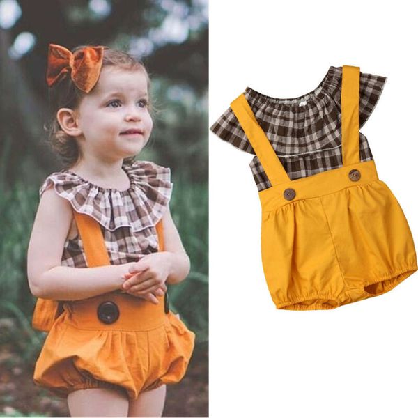 summer casual малышей детские девочки плед топы bib shorts наряды комплект одежды 1-7t, White
summer casual малышей детские девочки плед топы bib shorts наряды комплект одежды 1-7t, White