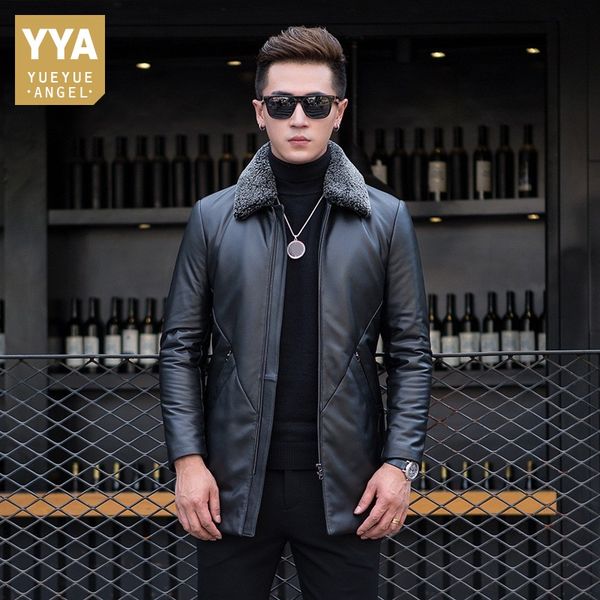 winter genuine leather warm jacket men brand real wool collar detachable zipper medium long coat black casual business outerwear
winter genuine leather warm jacket men brand real wool collar detachable zipper medium long coat black casual business outerwear