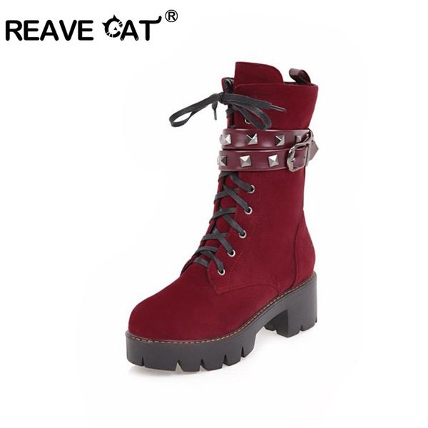 reave cat 2020 new black lace up punk boots women round toe ankle boots for women rivets motorcycle thick platform
reave cat 2020 new black lace up punk boots women round toe ankle boots for women rivets motorcycle thick platform