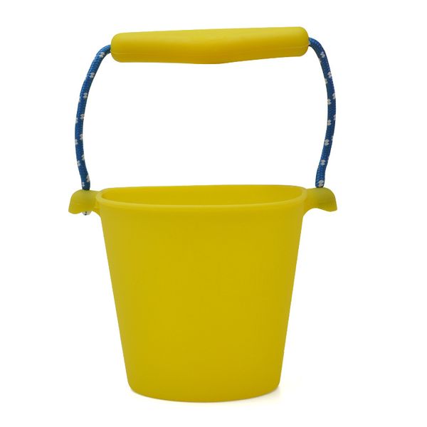 7 colors beach bucket silicone folding hand-held barrel toy baby kids toy sand dabbling pour water